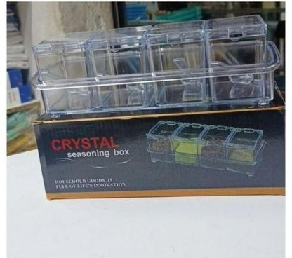 CrystalChef Seasoning Container Set of 4 With Spoons