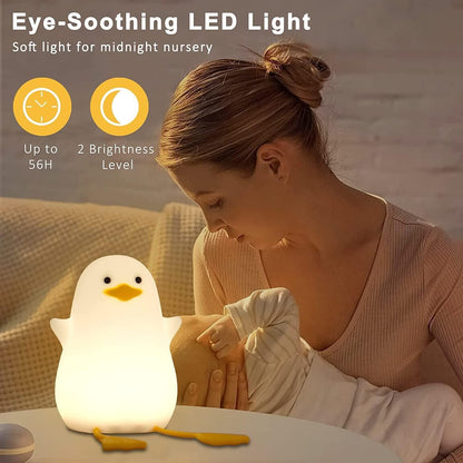 Adorable Duck Night Light Lamp – Touch-Control LED with Soft Silicone Shade | Shoppiso