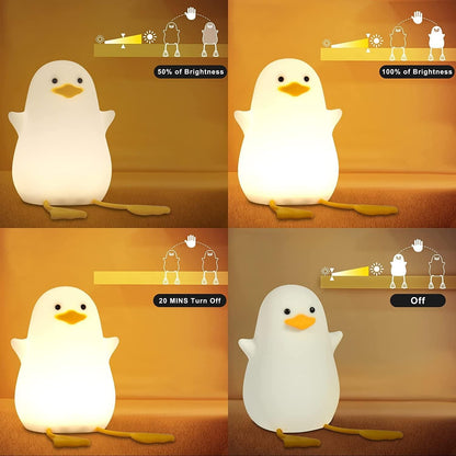 Adorable Duck Night Light Lamp – Touch-Control LED with Soft Silicone Shade | Shoppiso