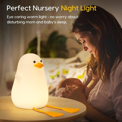 Adorable Duck Night Light Lamp – Touch-Control LED with Soft Silicone Shade | Shoppiso